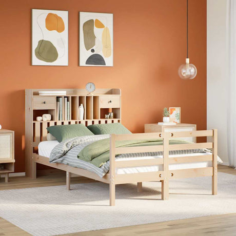 Bookcase Bed Without Mattress Solid Wood Pine