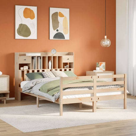 Bookcase Bed Without Mattress Solid Wood Pine