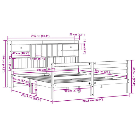 Bookcase Bed Without Mattress Solid Wood Pine