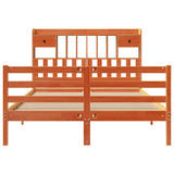 Bookcase Bed without Mattress Wax Brown 140x190cm Solid Wood Pine