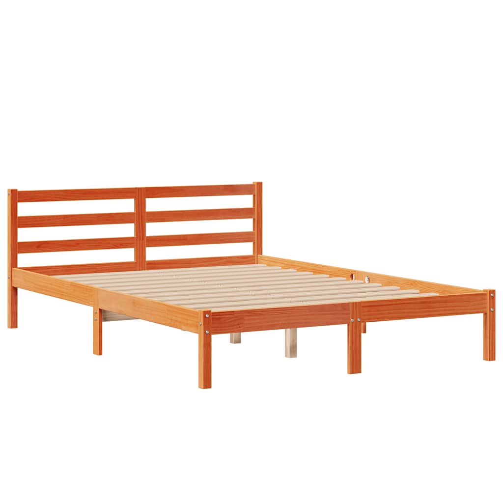Bookcase Bed without Mattress Wax Brown 140x190cm Solid Wood Pine