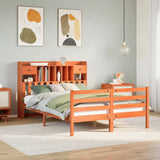Bookcase Bed without Mattress Wax Brown 140x190cm Solid Wood Pine