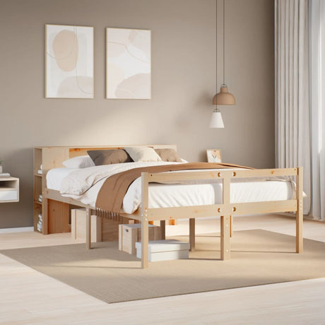 Bookcase Bed Without Mattress King Size Solid Wood