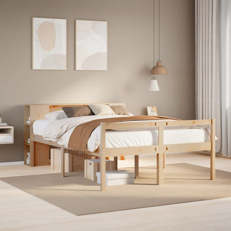 Bookcase Bed Without Mattress King Size Solid Wood