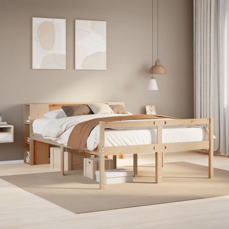 Bookcase Bed Without Mattress King Size Solid Wood