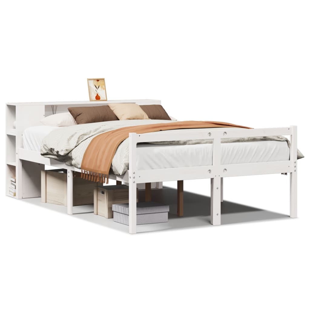 Bookcase Bed without Mattress White 140x200 cm Solid Wood Pine