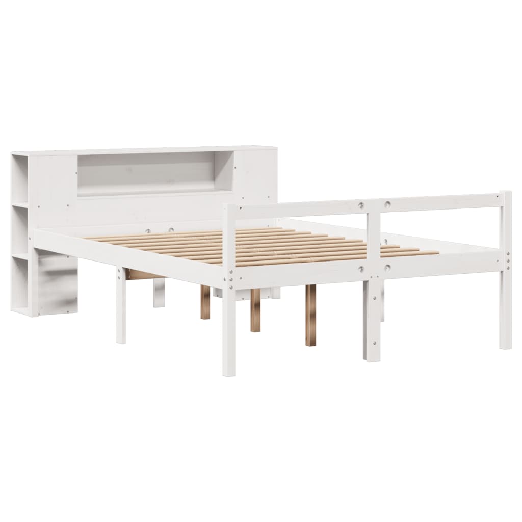 Bookcase Bed without Mattress White 140x200 cm Solid Wood Pine