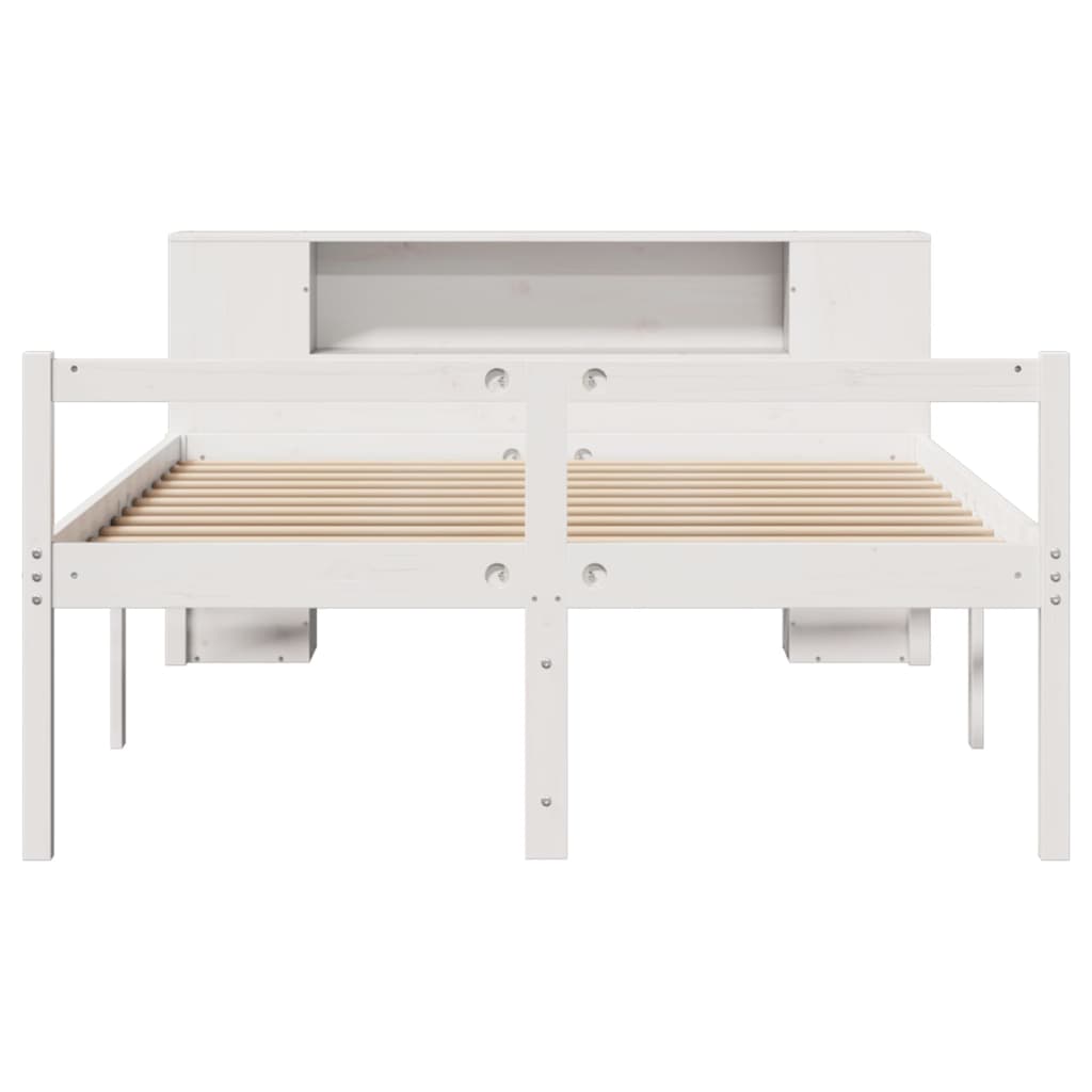 Bookcase Bed without Mattress White 140x200 cm Solid Wood Pine