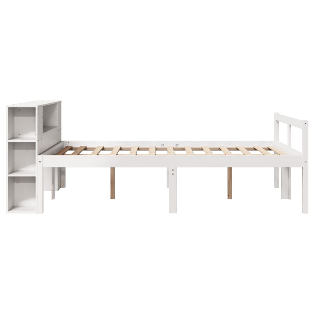 Bookcase Bed without Mattress White 140x200 cm Solid Wood Pine