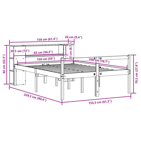 Bookcase Bed Without Mattress King Size Solid Wood