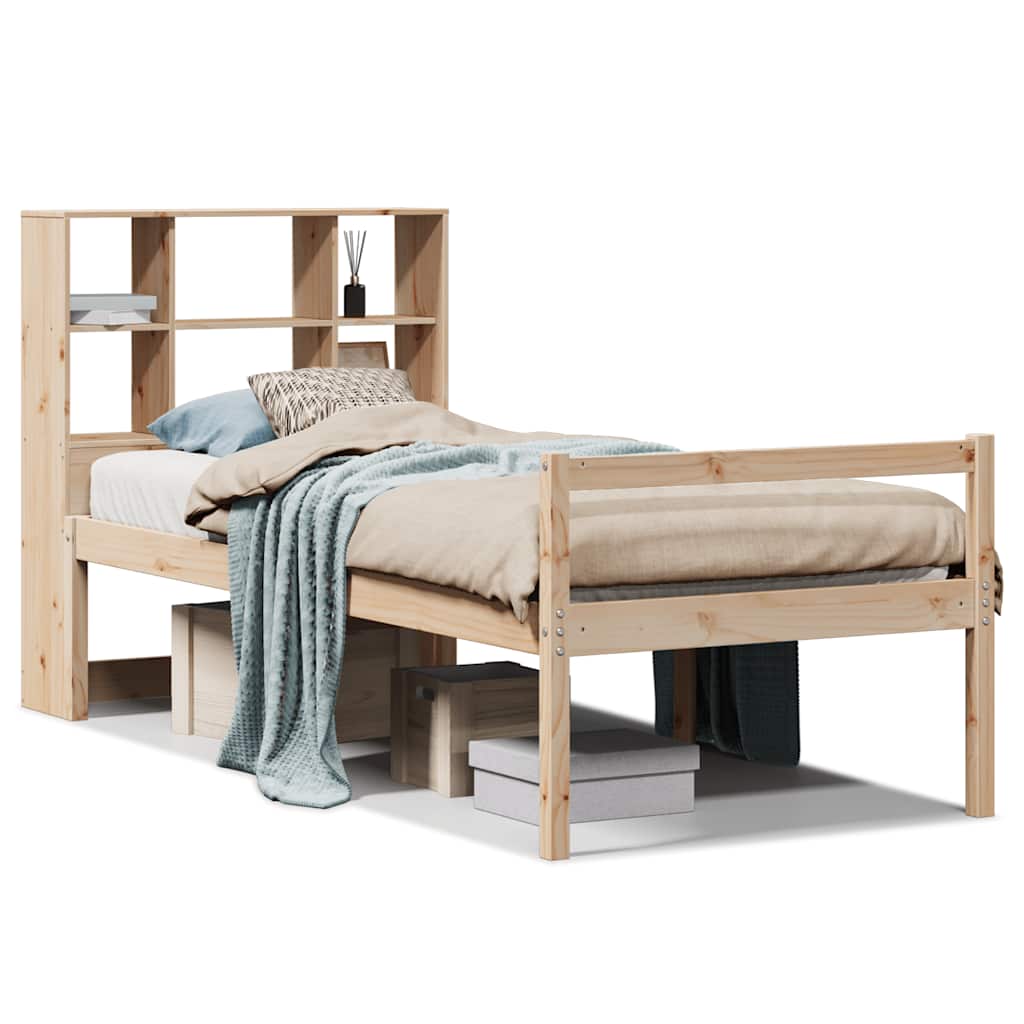 Bookcase Bed without Mattress 90x200 cm Solid Wood Pine