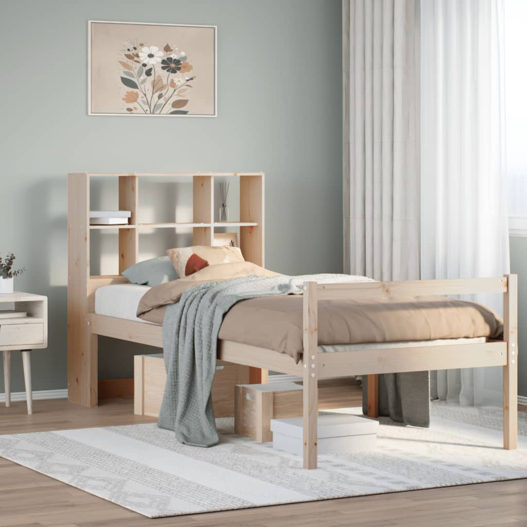 Bookcase Bed without Mattress 90x200 cm Solid Wood Pine