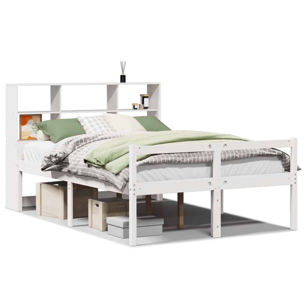 Bookcase Bed without Mattress White 140x200 cm Solid Wood Pine