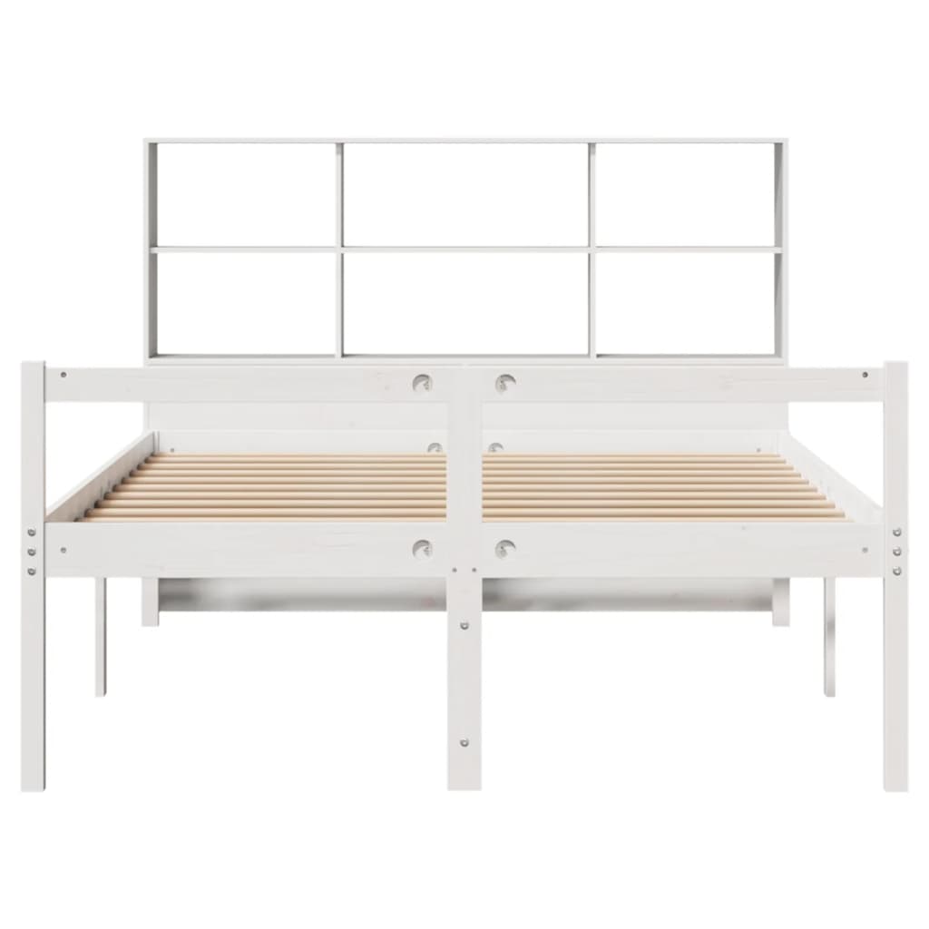 Bookcase Bed without Mattress White 140x200 cm Solid Wood Pine