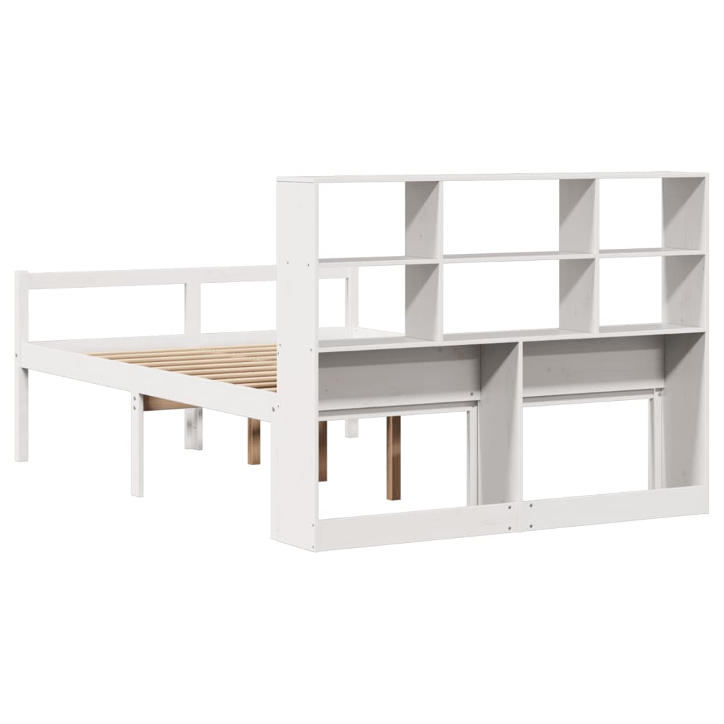 Bookcase Bed without Mattress White 140x200 cm Solid Wood Pine