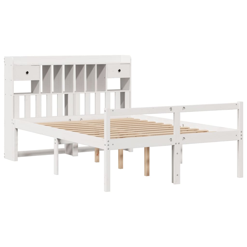 Bookcase Bed without Mattress White 140x200 cm Solid Wood Pine