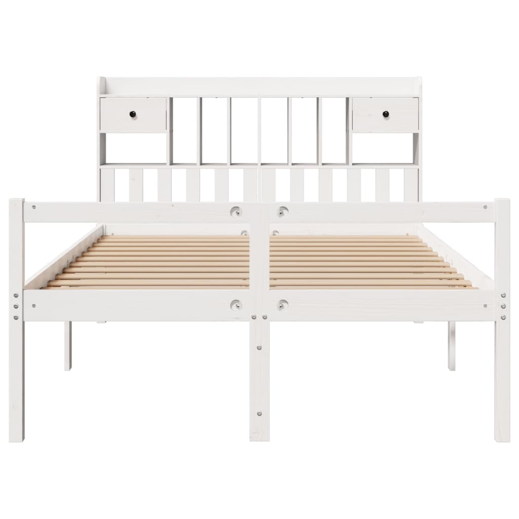 Bookcase Bed without Mattress White 140x200 cm Solid Wood Pine