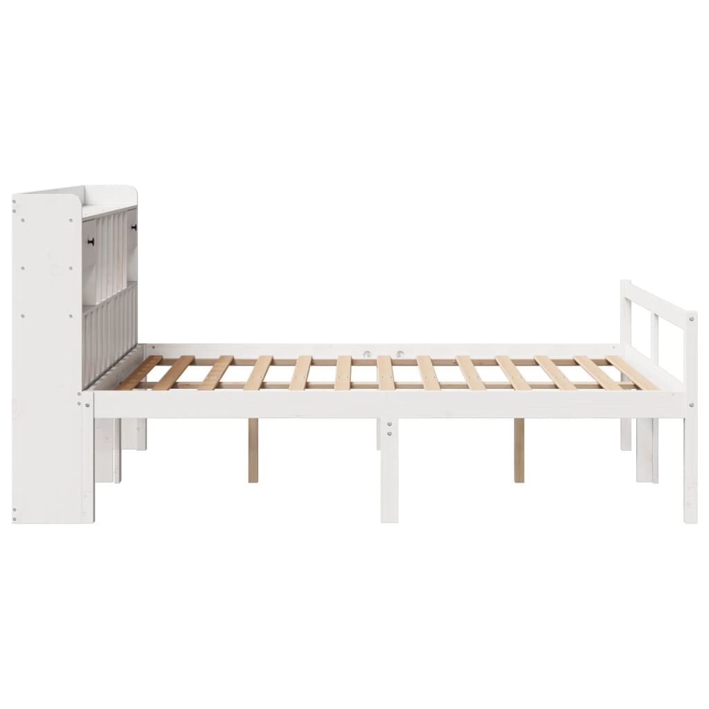 Bookcase Bed without Mattress White 140x200 cm Solid Wood Pine