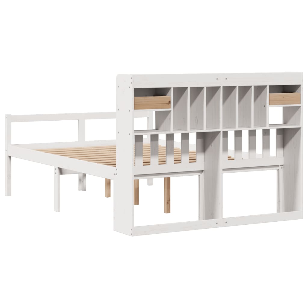 Bookcase Bed without Mattress White 140x200 cm Solid Wood Pine