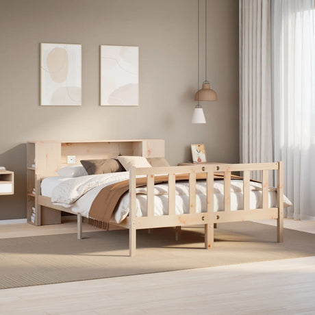 Bookcase Bed Without Mattress King Size Solid Wood Pine