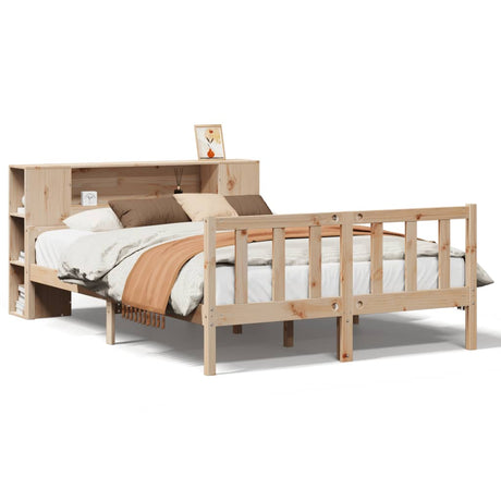 Bookcase Bed Without Mattress King Size Solid Wood Pine