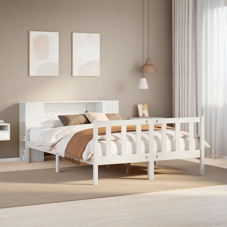 Bookcase Bed Without Mattress King Size Solid Wood Pine