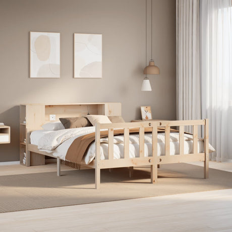 Bookcase Bed Without Mattress King Size Solid Wood Pine