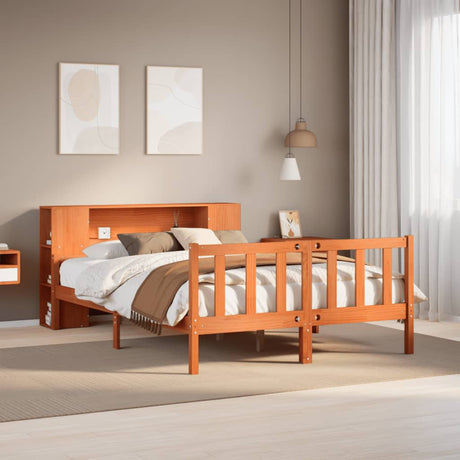 Bookcase Bed Without Mattress King Size Solid Wood Pine