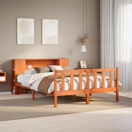 Bookcase Bed Without Mattress King Size Solid Wood Pine