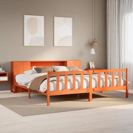 Bookcase Bed Without Mattress King Size Solid Wood Pine