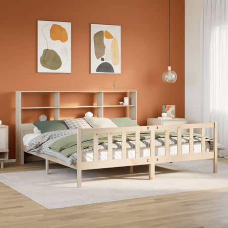 Bookcase Bed Without Mattress Super King Solid Wood Pine
