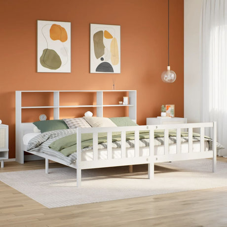 Bookcase Bed Without Mattress Super King Solid Wood Pine