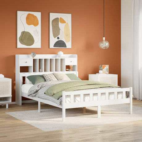 Bookcase Bed Without Mattress Super King Solid Wood Pine