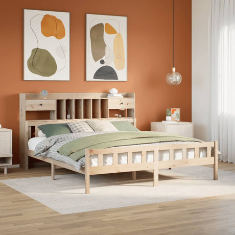 Bookcase Bed Without Mattress Super King Solid Wood Pine