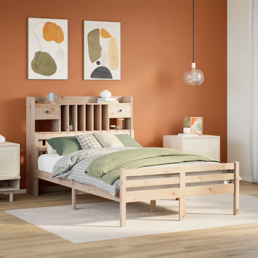 Bookcase Bed Without Mattress Solid Wood Pine