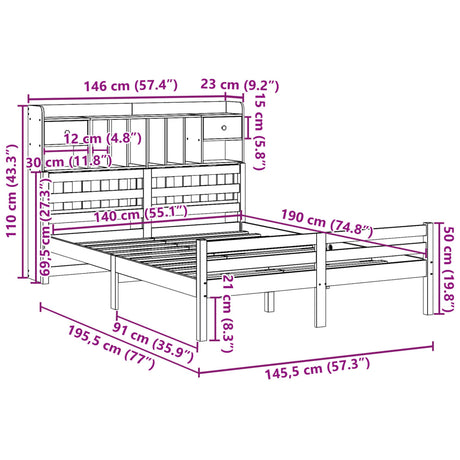 Bookcase Bed Without Mattress Solid Wood Pine
