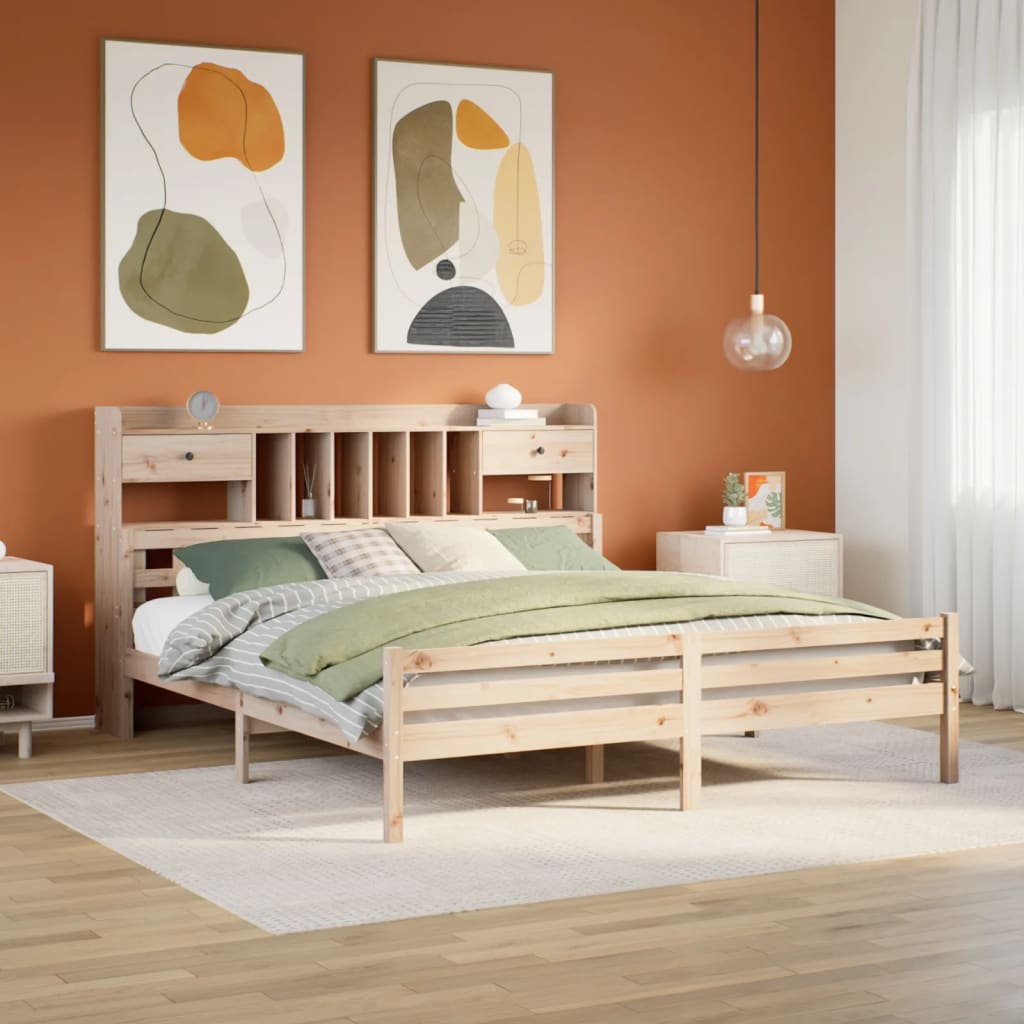 Bookcase Bed Without Mattress Solid Wood Pine