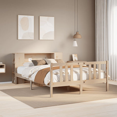 Bookcase Bed Without Mattress 150X200Cm Solid Wood Pine