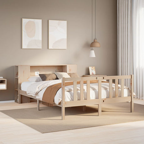 Bookcase Bed Without Mattress 150X200Cm Solid Wood Pine