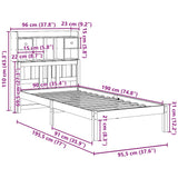 Bookcase Bed without Mattress 90x190 cm Single Solid Wood Pine