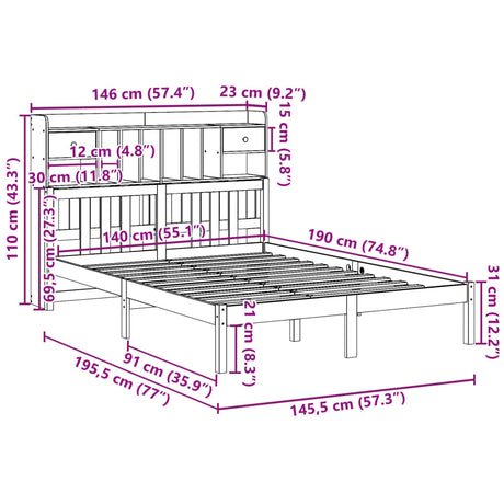 Bookcase Bed Without Mattress Solid Wood Pine