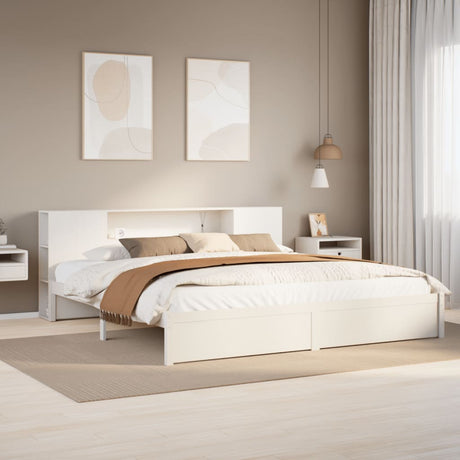 Bookcase Bed Without Mattress 150X200Cm King Size Solid Wood Pine