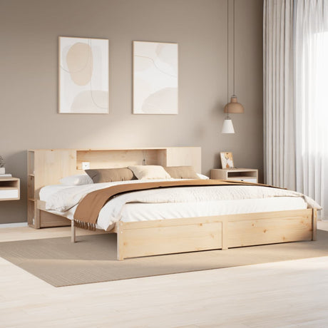 Bookcase Bed Without Mattress 150X200Cm King Size Solid Wood Pine