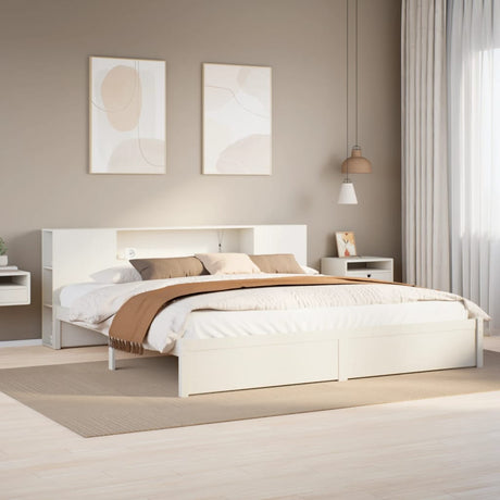 Bookcase Bed Without Mattress 150X200Cm King Size Solid Wood Pine