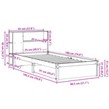 Bookcase Bed Without Mattress 75X190Cm Small Single Solid Wood Pine