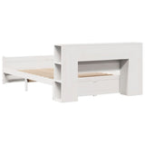 Bookcase Bed without Mattress White 140x200cm Solid Wood Pine