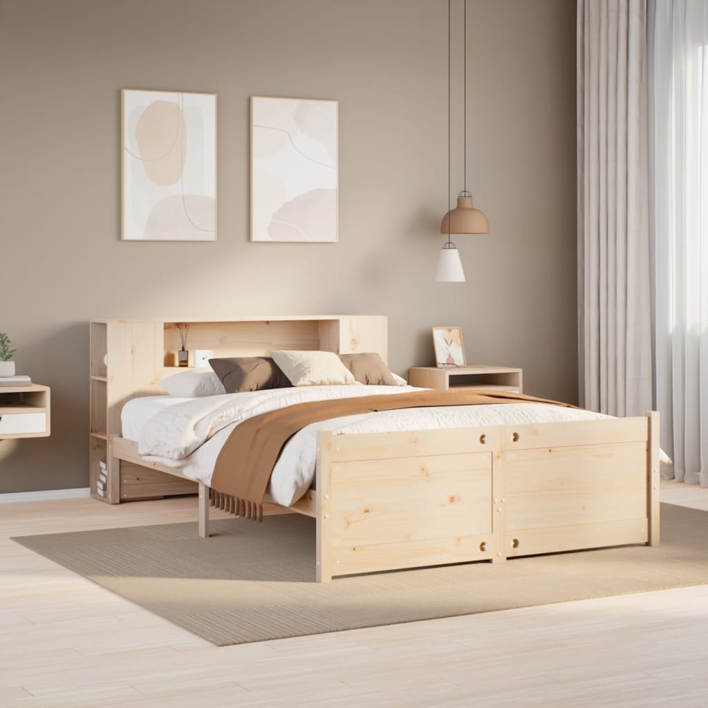 Bookcase Bed without Mattress 160x200cm Solid Wood Pine