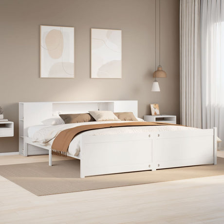 Bookcase Bed Without Mattress 150X200Cm King Size Solid Wood Pine