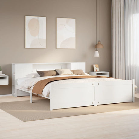 Bookcase Bed Without Mattress 150X200Cm King Size Solid Wood Pine
