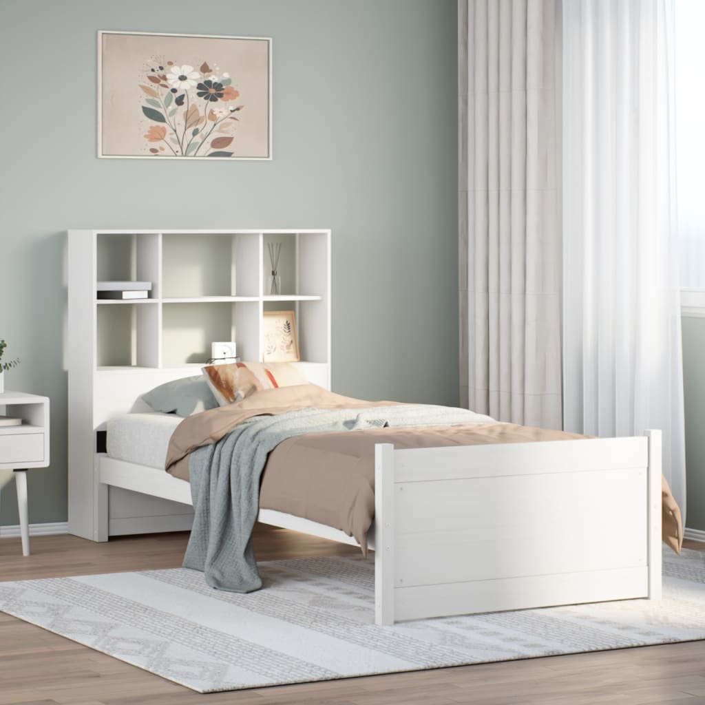 Bookcase Bed Without Mattress Double Solid Wood Pine